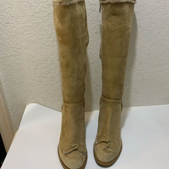 Christian Dior Suede Snow wedge Boots zip neutral size 39 - Picture 1 of 16